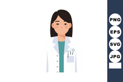 Female Dentist Wearing White Coat with Dental Tools Vector I Product Image 1