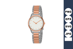 Elegant two tone metal wristwatch with rose gold and silver Product Image 1