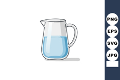 Transparent glass pitcher with blue liquid water illustratio Product Image 1