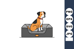Dog sitting on gray pet bed with red collar simple vector il Product Image 1