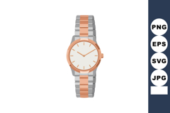 Two-tone wristwatch with rose gold and silver metal bracelet Product Image 1