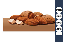 Almonds with shell and kernel close up vector illustration i Product Image 1