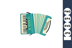 Accordion musical instrument with turquoise and cream color Product Image 1