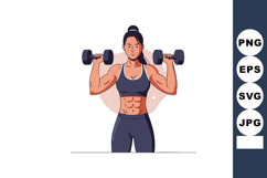Fit muscular woman lifting dumbbells in gym workout exercise Product Image 1