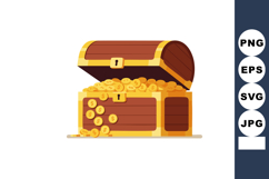 Treasure chest overflowing with gold coins vector illustrati Product Image 1