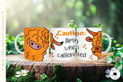 Sassy & Naughty Highland Cow Mug Wrap | Cow PNG Designs Product Image 2