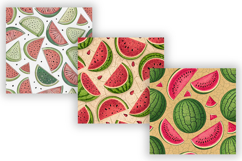 watermelon seamless pattern, digital paper fruit, summer slice design, pink green background, juicy fruit pattern, retro watermelon print, watercolor food design, sweet summer fruits, picnic theme wallpaper, seamless fruity pattern, kawaii watermelon slic