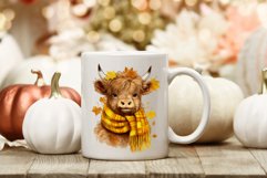 Cute Baby Highland Cow PNG, Autumn Cute Cow Sublimation Product Image 3