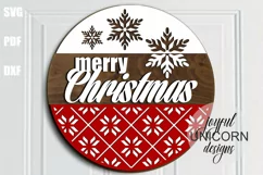 Merry Christmas Welcome Sign SVG| Snowflake Door Hanger SVG Product Image 1