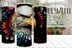 July 4th 20oz Tumbler Design, 3D Eagle Tumbler Sublimation Product Image 1