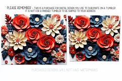 3D Flowers Tumbler Sublimation, July 4th 20oz Tumbler Design Product Image 2