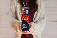 3D Flowers Tumbler Sublimation, July 4th 20oz Tumbler Design Product Image 3