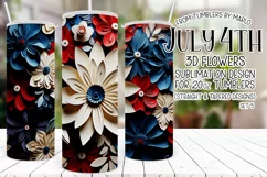 3D Flowers Tumbler Sublimation, July 4th 20oz Tumbler Design Product Image 1