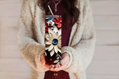 3D Flowers Tumbler Sublimation, July 4th 20oz Tumbler Design Product Image 3