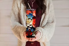 3D Flowers Tumbler Sublimation, July 4th 20oz Tumbler Design Product Image 3