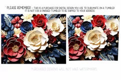 3D Flowers Tumbler Sublimation, July 4th 20oz Tumbler Design Product Image 2