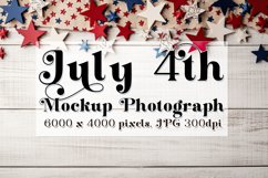 4th of July Mockup, Top View Wood Table Styled Photograph 1 Product Image 1