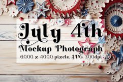 4th of July Mockup, Top View Wood Table Styled Photograph 2 Product Image 1