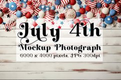 4th of July Mockup, Top View Wood Table Styled Photograph 4 Product Image 1