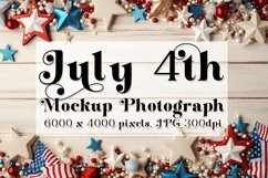 4th of July Mockup, Top View Wood Table Styled Photograph 5 Product Image 1