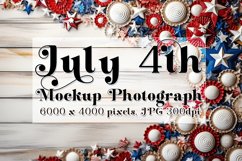 4th of July Mockup, Top View Wood Table Styled Photograph 6 Product Image 1