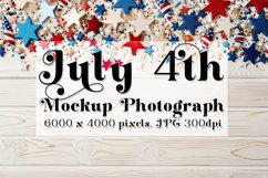 4th of July Mockup, Top View Wood Table Styled Photograph 7 Product Image 1