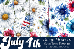 July 4th Patterns, Red White Blue Daisy Seamless Patterns s2 Product Image 1