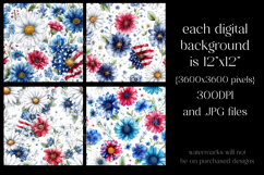 July 4th Patterns, Red White Blue Daisy Seamless Patterns s2 Product Image 2