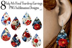 July 4th Earrings, Red White Blue Floral Earrings Designs Product Image 1