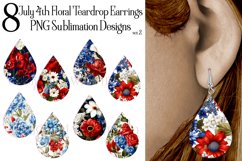 July 4th Earrings, Red White Blue Floral Earrings Designs Product Image 1