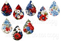 July 4th Earrings, Red White Blue Floral Earrings Designs Product Image 2