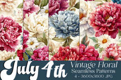 July 4th Patterns,July 4th Vintage Floral Seamless Pattern 1 Product Image 1