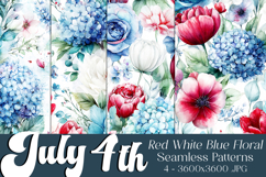 July 4th Patterns, July 4th Floral Seamless Patterns, s11 Product Image 1