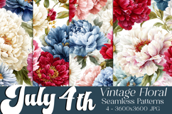 July 4th Patterns,July 4th Vintage Floral Seamless Pattern 4 Product Image 1