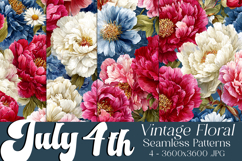 July 4th Patterns,July 4th Vintage Floral Seamless Pattern 5 Product Image 1
