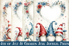 July 4th Junk Journal Pages, Gnome Junk Journal Pages, s1 Product Image 1