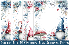 July 4th Junk Journal Pages, Gnome Junk Journal Pages, s8 Product Image 1