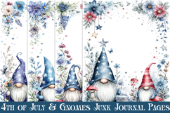 July 4th Junk Journal Pages, Gnome Junk Journal Pages, s9 Product Image 1