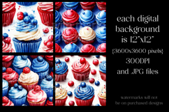 July 4th Patterns, 4th of July Cupcakes Seamless Patterns 1 Product Image 2