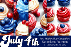 July 4th Patterns, 4th of July Cupcakes Seamless Patterns 2 Product Image 1