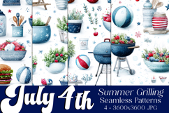 July 4th Patterns, 4th of July Picnic Seamless Patterns 1 Product Image 1