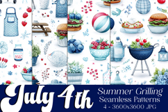 July 4th Patterns, 4th of July Picnic Seamless Patterns 2 Product Image 1