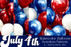 July 4th Patterns, 4th of July Balloons Seamless Patterns s2 Product Image 1