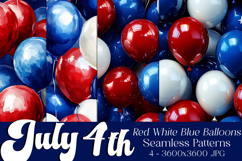 July 4th Patterns, 4th of July Balloons Seamless Patterns s4 Product Image 1
