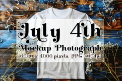 4th of July Mockup, Flat Lay White T Shirt Mockup, 1 Product Image 1