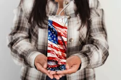 July 4th Tumbler Design, Watercolor American Flag Design Product Image 3