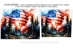 July 4th Tumbler Design, Watercolor American Flag Design Product Image 2