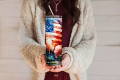 July 4th Tumbler Design, Watercolor American Flag Design Product Image 3