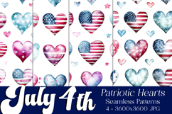 July 4th Patterns, 4th of July Hearts Seamless Patterns, s2 Product Image 1