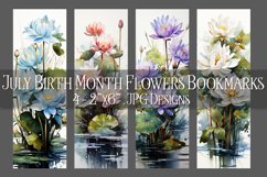 Floral Bookmark, July Bookmark, Water Lily Bookmarks, s1 Product Image 1